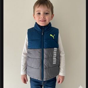 Puma Kids' Teal and Gray Puffer Vest